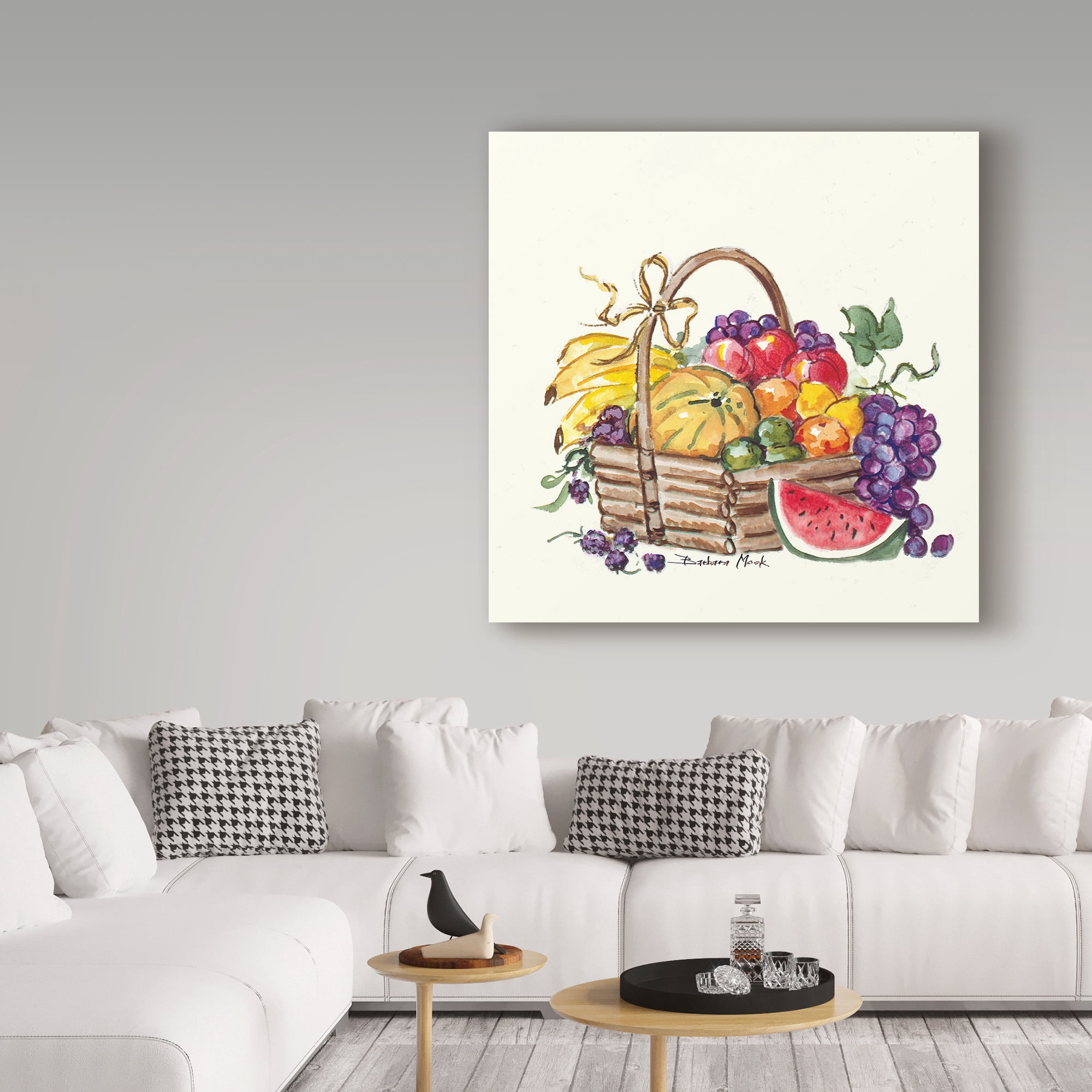 Trademark Fine Art 'Watermelon And Fruit Basket' Canvas Art by Barbara Mock