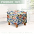 thumbnail image 3 of SCRAWLGOD Flower Strawberry Print Blue Beige Stretch Ottoman Cover Square Ottoman Slipcovers for Foot Stool & Folding Storage Furniture Soft Form Fit with Elastic Bottom for Pets, 3 of 7