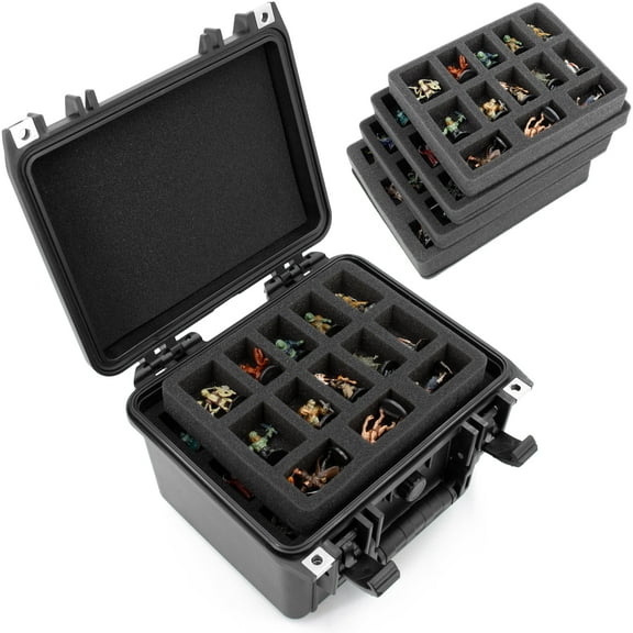 CASEMATIX Miniature Carrying Case for 43  Miniatures - Hard Case for Warhammer 40k, DnD & More!