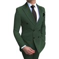 thumbnail image 3 of MensDouble-breastedBlazerSuit2PiecesSlimFitWeddingGroomTuxedosPeakLapelFormalPromSuits, 3 of 5