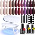 thumbnail image 1 of Kit de esmalte de uñas en gel MEFA, 12 colores con luz UV, 7 ml, otoño, 1 of 9