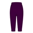 thumbnail image 4 of DuoJiaJ Capris For Women Casual Solid Color Print Pants High Waist Bottom Drawstring Joggers Casual Pants Women's Cropped Pants Purple L, 4 of 5