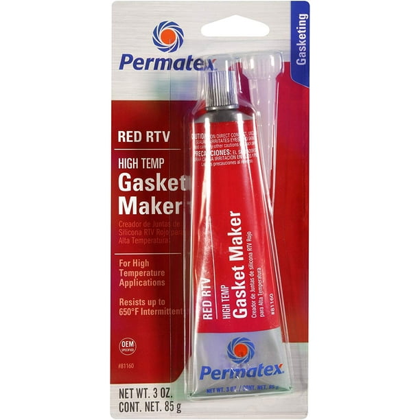 Permatex 81160 HighTemp Red RTV Silicone Gasket, 3 oz