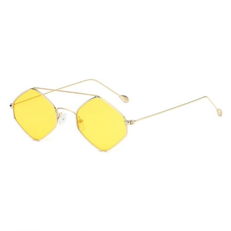 Only Moment Sunglasses Womens Resin Retro Driving Glasses 90’S Vintage Fashion Narrow Square Frame UV400 Protection Yellow One Size