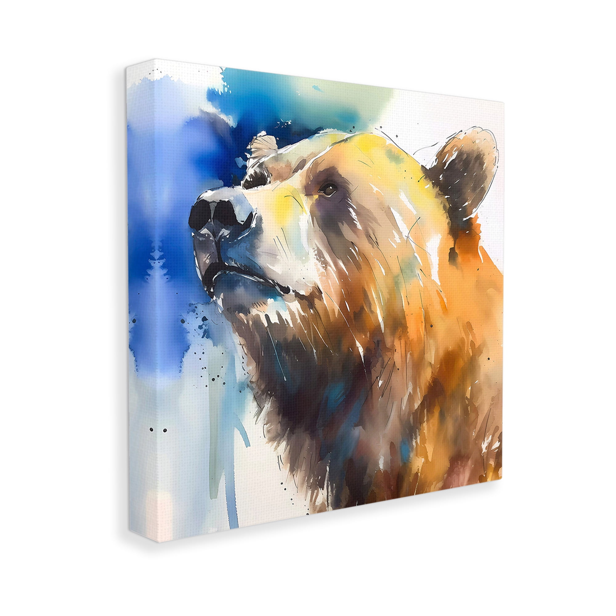 Stupell Industries Abstract Watercolor Bear Animals & Insects Painting Gallery Wrapped Canvas Art Print Wall Art, 24 x 24