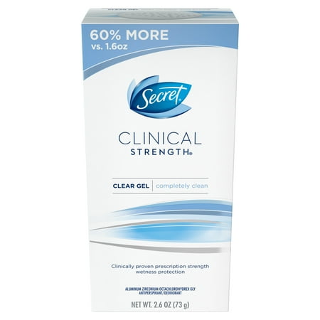 - Secret Clinical Strength Antiperspirant and Deodorant for Women Clear Gel, Completely Clean 2.6 oz
