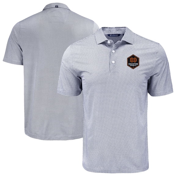 Men's Cutter & Buck Black Houston Dynamo FC Pike Eco Diamond Dot Print Recycled Polo