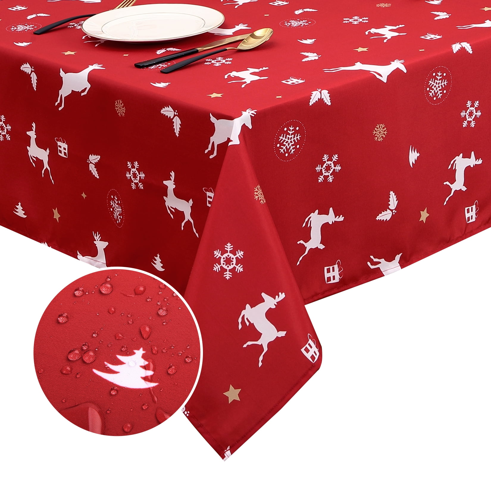 ZACOO 60"x120" Red Tablecloth Christmas Decor Rectangle Table Cloth