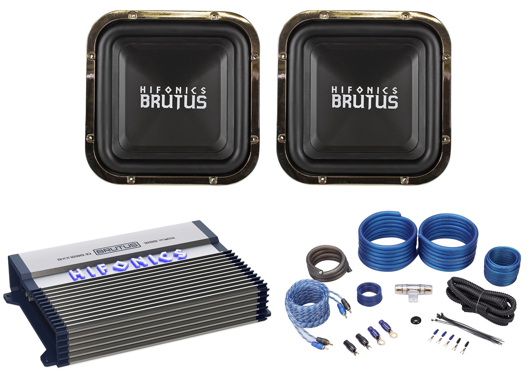 2 Hifonics BRZ12SQD4 12/" 2400 Watt Dual 4-Ohm Car Audio Square Subwoofers