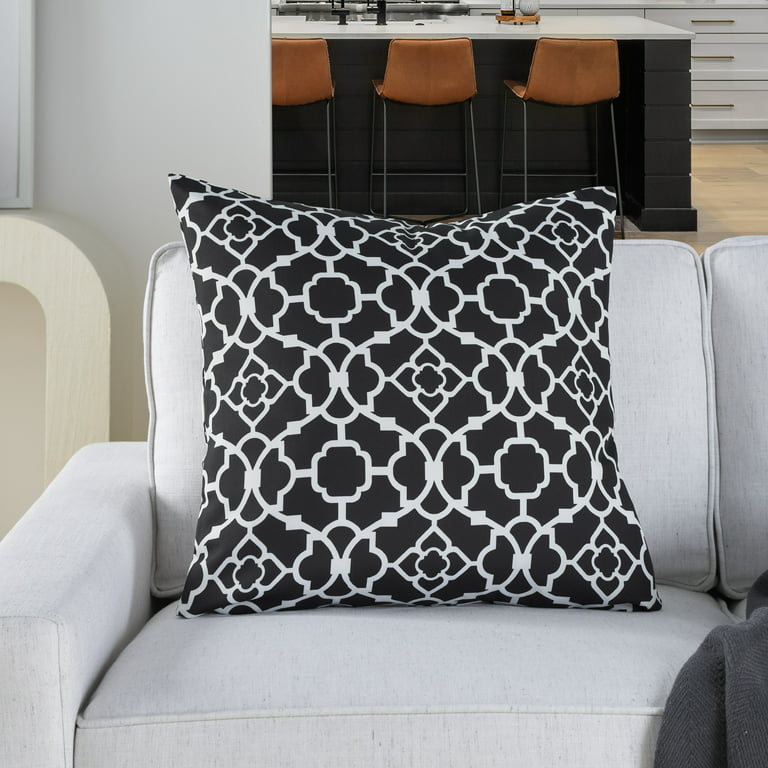 Waverly Lovely Lattice 20 x 20 Black Indoor/Outdoor Washable Throw Pillow  