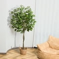 thumbnail image 3 of Artificial Tree, 5ft Fake Ficus Tree, Faux Plastic Ficus Plant in Pot with Durable Plastic Trunk, Fake Silk Plant for Home Decor Office House Living Room Indoor Outdoor, 3 of 7