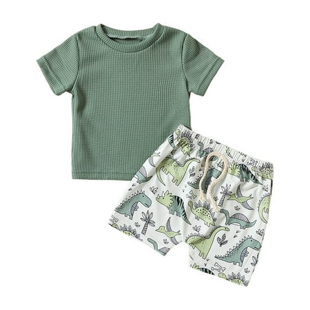 

Rovga Toddler Clothes Sets Boys Short Sleeve Cartoon Cow Dinosaur Printed T-Shirt Tee Pullover Tops Shorts Outfits Easter Fashion Casual Leisure Dailywear