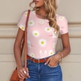 thumbnail image 4 of Cauagu Rabbit Sunflower Women's Crew Neck Round Short Sleeve T Shirts Tops Bodysuit Daily Jumpsuit-XX-Large, 4 of 7