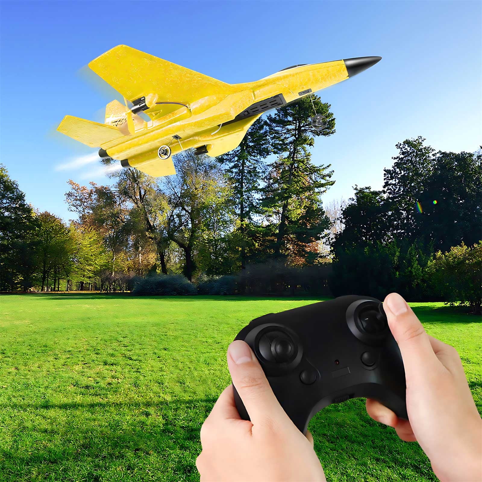 RC Plane Remote Control Glider Airplanes 2.4GHz 2 Channel Remote Control Plane with Gyro Night Lights and 2 Batteries Remote Control Aircraft with Automatic Balance Gyro