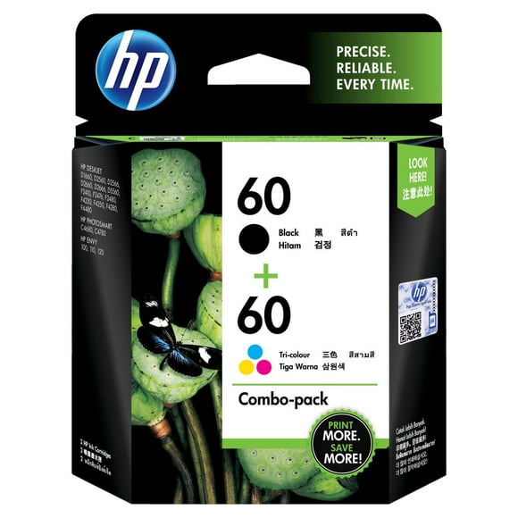HP 60 Ens. 2 cartouches d’encre noire et tricolore d’origine (N9H63FN) Multicolore