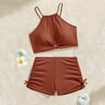 thumbnail image 6 of mgoYE Girl Swimsuits 12-14 Teen Girls Swimsuits Two Piece Sporty Bikini Sets Color Contrast Trim Adjustable Straps Swimsuit with Chest Pad(Brown,15-16 Years), 6 of 9