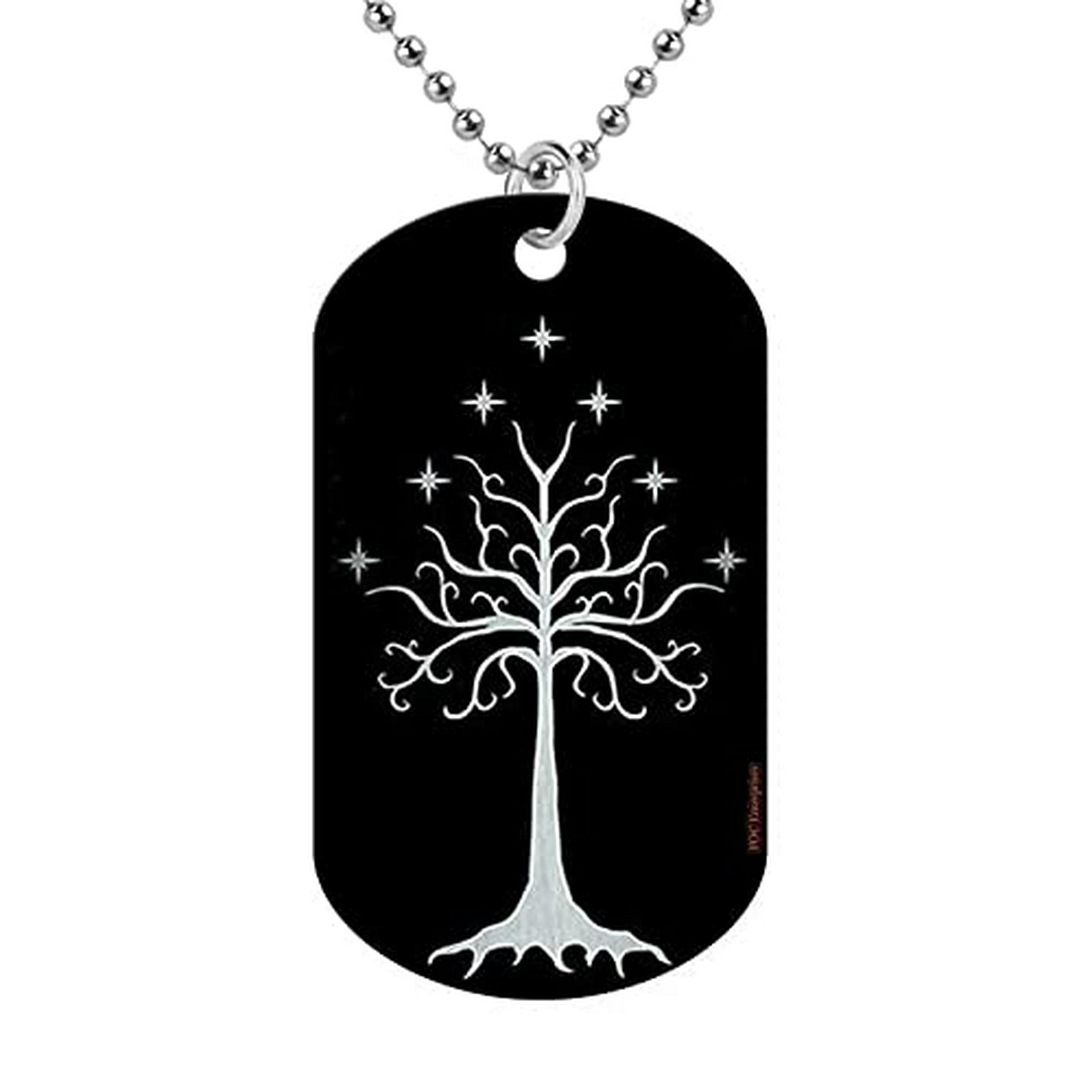 White Tree of Gondor The Lord of the Rings Military ID Dog Tag Stylish Pendant Necklace with 27 Adjustable Ball Chain