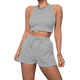 thumbnail image 2 of Conjuntos de Verano para Mujer, Conjunto Informal de 2 Piezas con Top Corto y Pantalones Cortos de Punto Gofre, Ropa de Dormir Gris M, 2 of 9