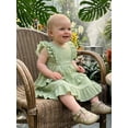 thumbnail image 4 of BemeyourBBs Toddler Baby Girl Summer Dress Outfit Little Girl Sundress Casual Tiered Ruffles Flutter Sleeves A-Line Dress Beach Princess Party Dress Cute Clothes, 4 of 9