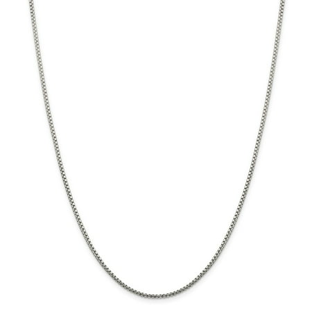 Jewelryweb Sterling Silver Box - Sterling Silver 1.75mm Half Round Sparkle-Cut Fancy Box Chain Necklace - Length: 16 to 30