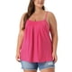 thumbnail image 1 of CURVY GLAM Camiseta sin mangas básica plisada para mujeres de talla grande con tirantes ajustables 3X Rosa intenso, 1 of 6