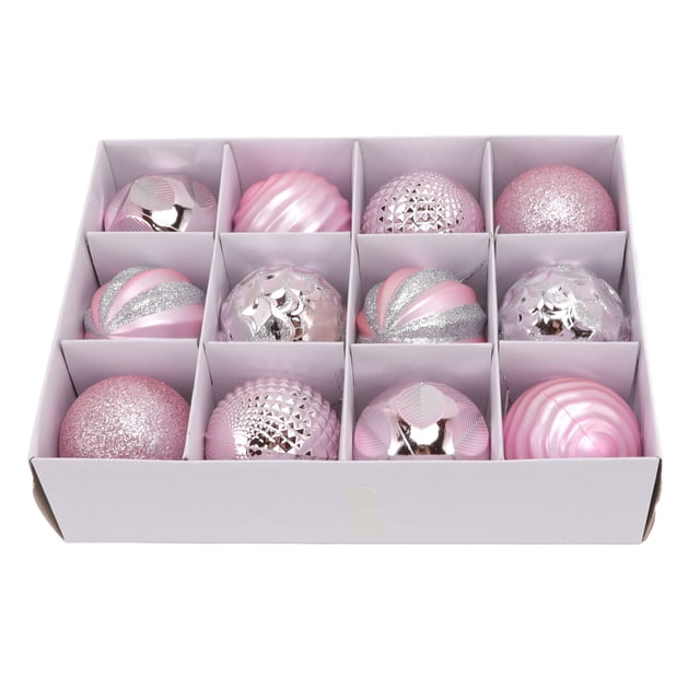 Adornos de bolas para árbol de Navidad, decoraciones para árboles de Navidad para fiestas familiares, cenas en el jardín, fiestas de cumpleaños, color rosa