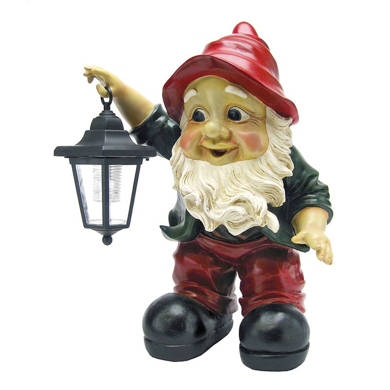 Design Toscano Edison with the Lighted Lantern Garden Gnome Statue by Design Toscano
