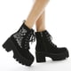 thumbnail image 3 of NECHOLOGY Botas Mujer Adulto Femenino Zapatos Botines mujer Zapatos de moda para mujer, cuñas transpirables, botas Retro con cordones, botas cómodas para ir a la (Black, 7), 3 of 7
