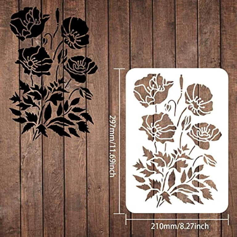 GSS Designs Tall Wildflower Stencils for Painting Large Flower 7x16inch Flowers
