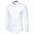 thumbnail image 2 of Stamzod Dress Shirts for Men Fashion Solid Color Turndown Long Sleeve Ruched Party formal Shirts Casual Button Down Shirt Men Wedding Clothes White M, 2 of 7