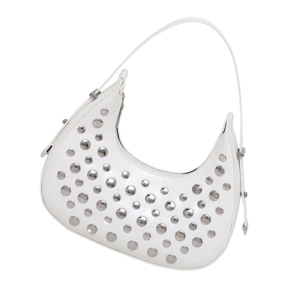 Large Capacity Studded Underarm Handbag Shoulder Purse Fashionable PU Leather Evening Bag For Everyday Essential