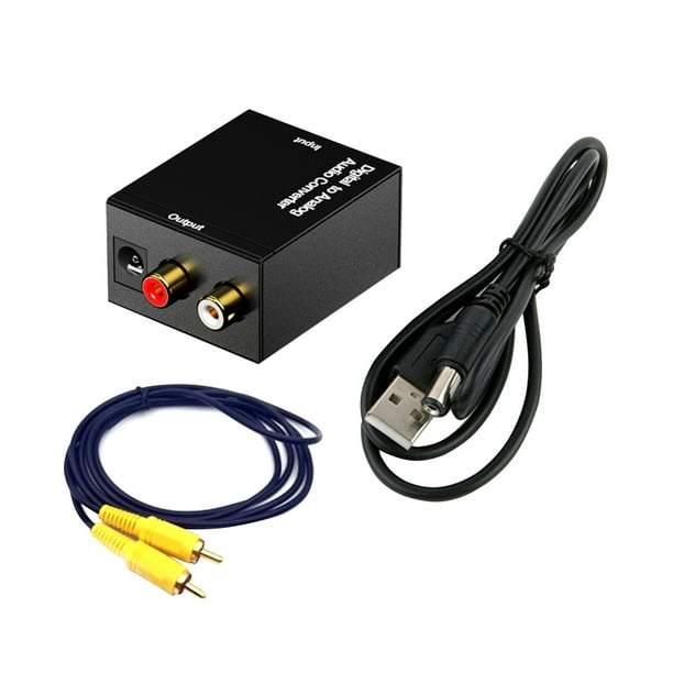 Convertidor de audio digital a analógico, conmutador de audio, conmutador AV óptico a RCA, caja selectora, convertidor de audio coaxial Toslink (negro)