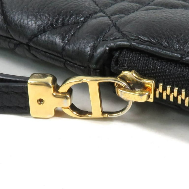 Authenticated Used Christian Dior Pouch Shoulder Canage DIOR CARO  Multifunction Black Calfskin Women's S5036UWHC_M900 