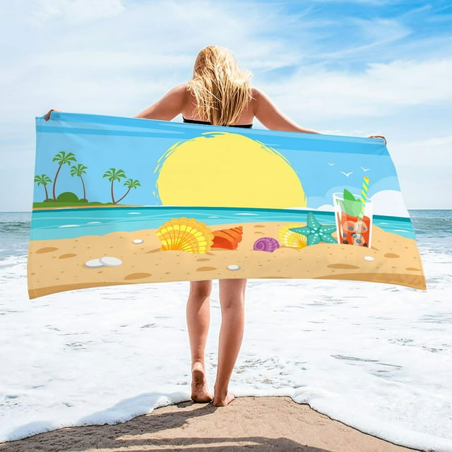 LSLJS Beach Towel Summer Beach Essentials Microfiber Beach Towel Super Lightweight Colorful Bath Towel Sandproof Beach Blanket Multi-Purpose Towel for Travel Swimming Pool 30x60 Inch Beach Towel