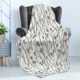 thumbnail image 4 of Floral Soft Flannel Fleece Throw Blanket, Spring Blossom Pattern in Vintage Colors Hand Drawn Flowers on Branches, Cozy Plush for Indoor and Outdoor Use, 50" x 70", Pink Green and Black, by Ambesonne, 4 of 5