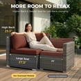 thumbnail image 4 of RADIATA 10-Piece Patio Furniture Set with Fire Pit Table, Outdoor Sectional with 43" 60000 BTU Firepit Table, Double Chaise Lounge, High Back Wicker Outdoor Sectional with Fire Pit Set,Red, 4 of 11