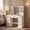 White, variant on Lacoo Makeup Vanity Desk with LED Lighted Mirror & Charging Station, 7 Drawers Vanity Table with Open Shelves & Hair Dryer Holder for Bedroom Dressing Room, Brown