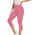 thumbnail image 4 of LADIGASU Women's Summer High Waisted Solid Color Capris Matching Slim Fitting Yoga Gym Pants, 4 of 9