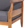 thumbnail image 7 of Bianca Outdoor Mid-Century Modern Acacia Wood 3 Seater Sofa, Teak and Dark Gray, 7 of 7
