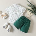 thumbnail image 4 of Baby Boys 2 Piece Summer Outfit Short Sleeve Button Shirt and Solid Color Shorts Set with Elastic Waist for Easter, 4 of 6