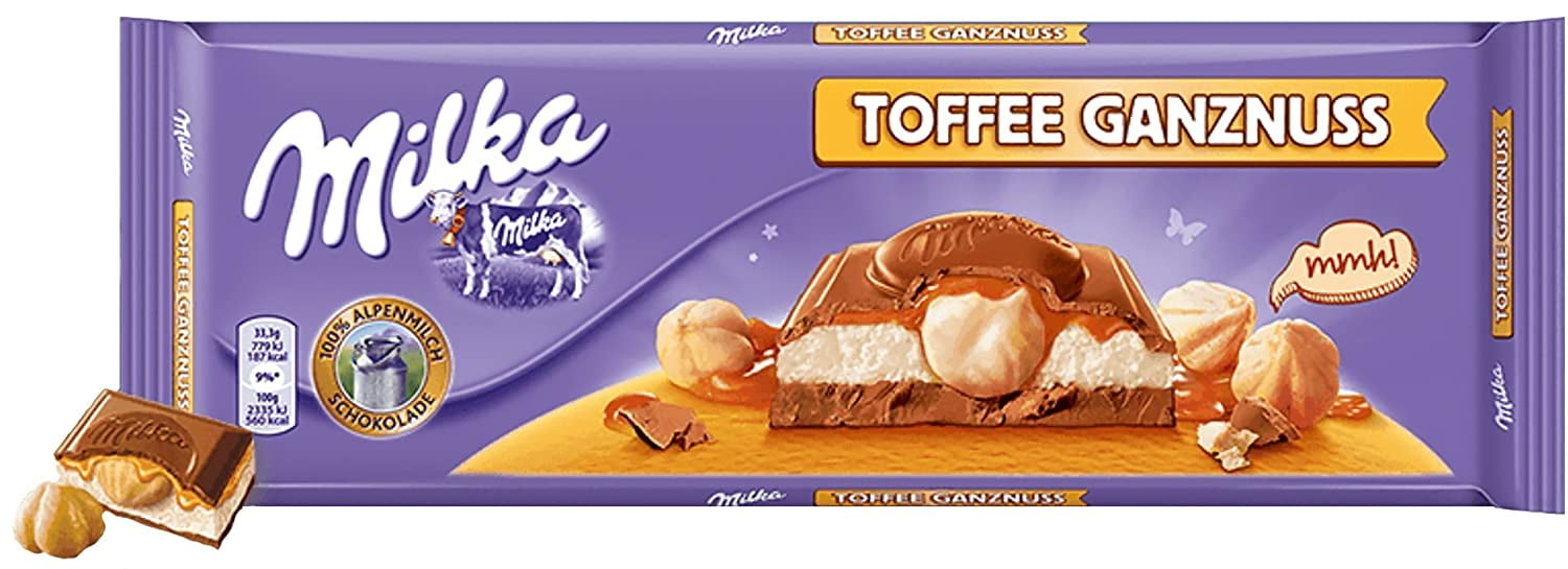 Milka Toffee Whole Nut Chocolate Bar Candy Original German Chocolate ...