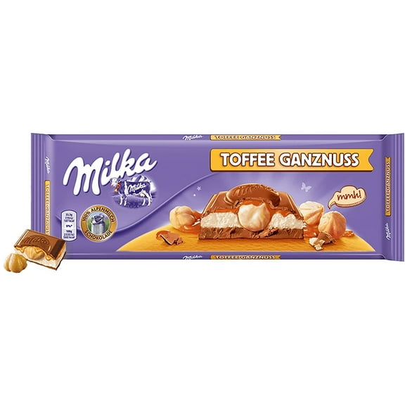 Milka Toffee Whole Nut Chocolate Bar Candy Original German Chocolate 300g/10.58oz