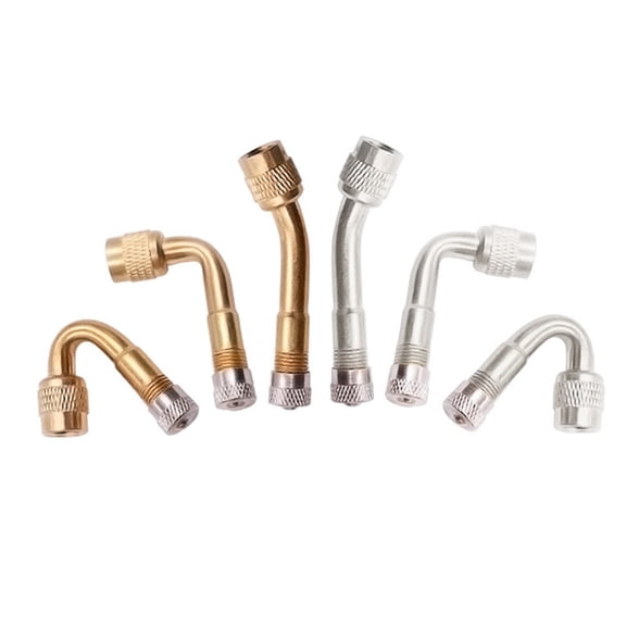 Baguer Brass Tire Valve Extension Adapter 45 90 135 Degree Angled Stem with Cap and Core for Car Motorcycle Truck RV Silver Gold 2 Pack