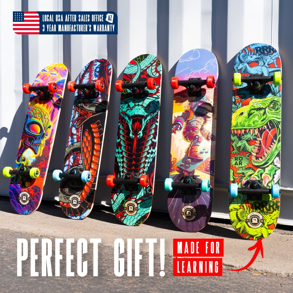 Beginner Skateboard for Kids and Teens – 31" Maple Deck – ABEC-5 Bearings – Easy to Ride – Madd Gear LTR