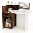 thumbnail image 1 of Giantex Reception Desk, Computer Workstation w/Lockable Drawer & Open Shelves, Checkout Counter, White & Rustic Brown, 1 of 8