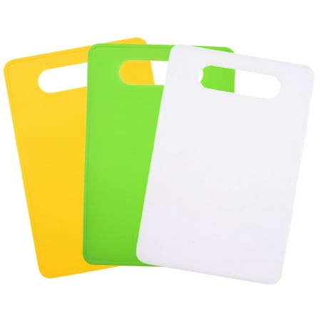 

Kitchen Plastic Cutting Board Set - Extra Thick Flexible Cutting Mat for Cooking Non-Slip Chopping Board Easy-Grip Handles Set of 3
