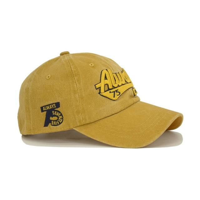 kurtrusly Baseball Cap Snapbacks Hat Summer Headwear Men Retro Style Letter Washed Unisex Craftsmanship Breathable Spring Yellow