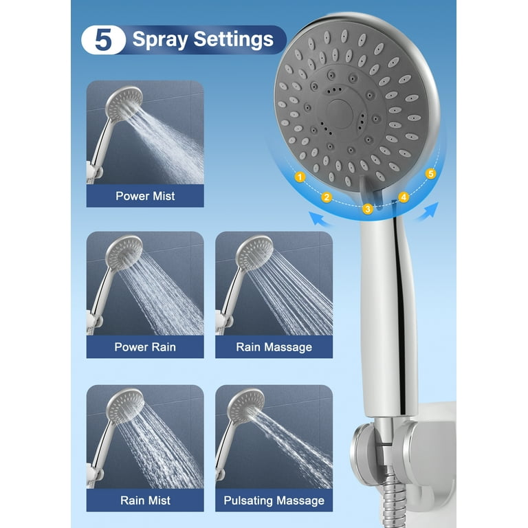 Doulami 8-Setting High Pressure Dual Showerhead Combo with
