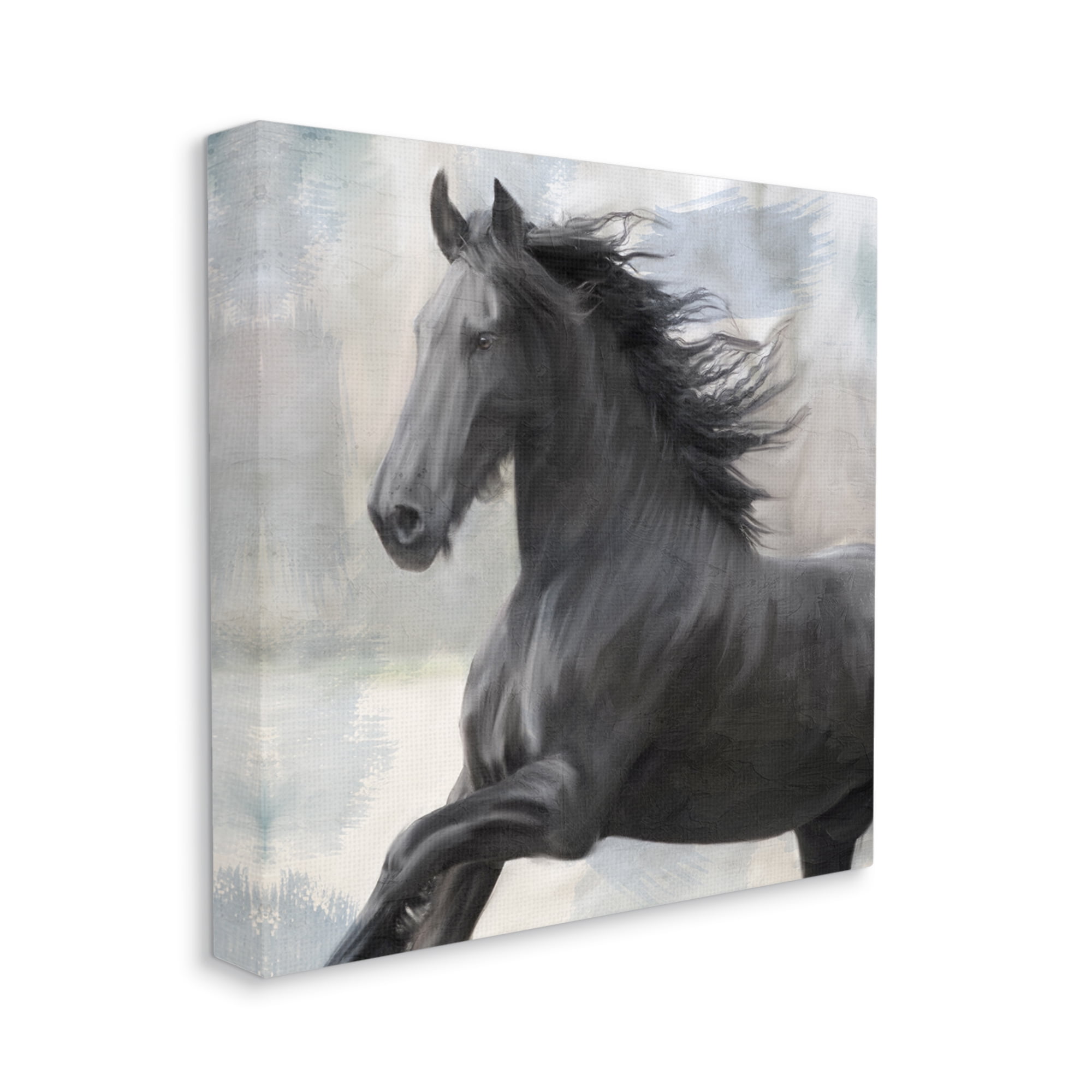 Stupell Industries Black Stallion Horse Animals & Insects Painting Gallery Wrapped Canvas Art Print Wall Art, 30 x 30