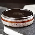 thumbnail image 5 of Men's Wedding Band Ring - Black Deer Antler Sandalwood Stripe - Wedding Rings for Men Women, 5 of 5